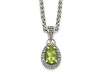 FJC Finejewelers Sterling Silver with 14kt Accent Necklace Pendant Antiqued with Peridot Pear Shaped