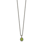 FJC Finejewelers Sterling Silver with 14kt Accent Antiqued with Peridot Oval Necklace