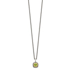 FJC Finejewelers Sterling Silver with 14kt Accent Antiqued with Peridot Necklace 18 Inches x 13 mm