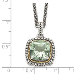 FJC Finejewelers Sterling Silver with 14kt Accent Antiqued with Green Quartz Necklace