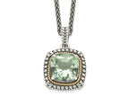 FJC Finejewelers Sterling Silver with 14kt Accent Antiqued with Green Quartz Necklace