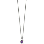 FJC Finejewelers Sterling Silver 14kt Accent Antiqued Braided Oval Amethyst Necklace 18 Inches x 12 mm