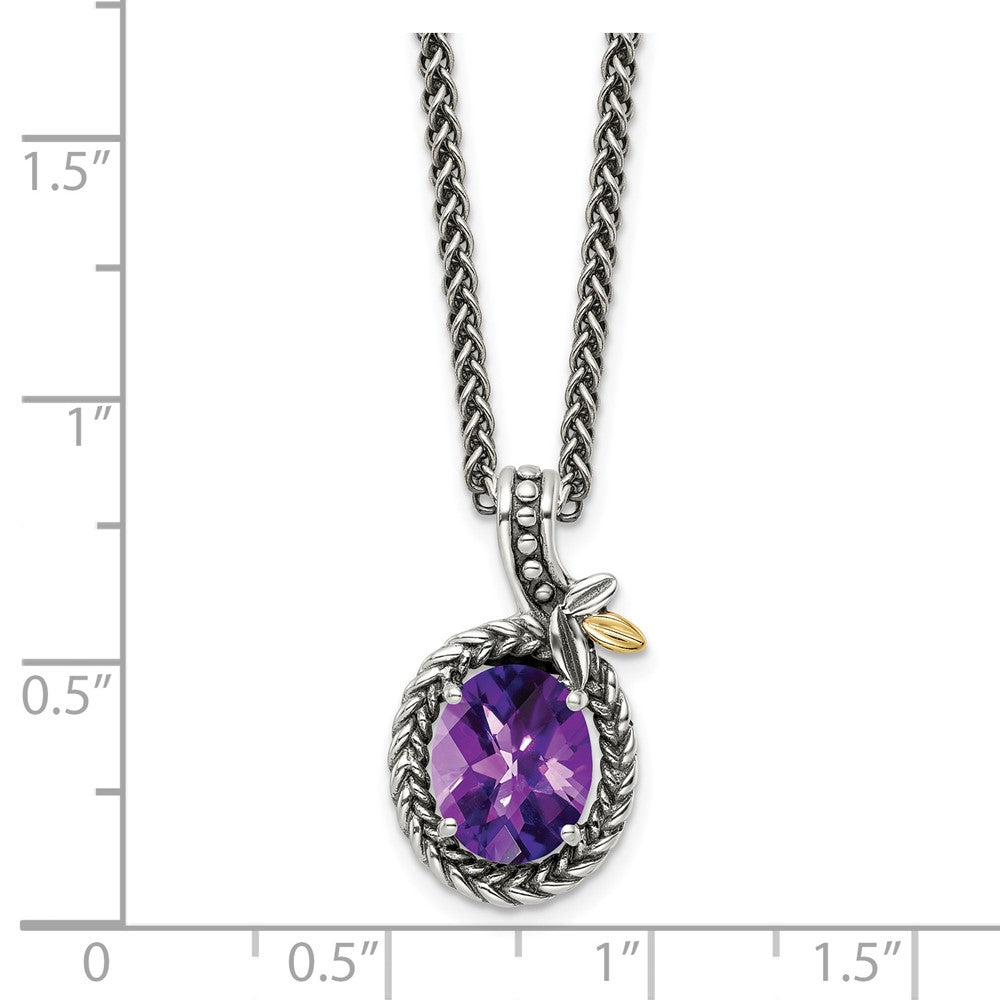 FJC Finejewelers Sterling Silver 14kt Accent Antiqued Braided Oval Amethyst Necklace 18 Inches x 12 mm