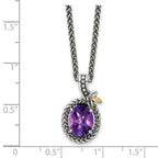 FJC Finejewelers Sterling Silver 14kt Accent Antiqued Braided Oval Amethyst Necklace 18 Inches x 12 mm