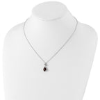 FJC Finejewelers Sterling Silver with 14kt Accent with Antiqued Leaf Garnet Necklace 18 Inch