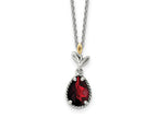 FJC Finejewelers Sterling Silver with 14kt Accent with Antiqued Leaf Garnet Necklace 18 Inch
