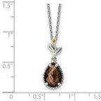 FJC Finejewelers Sterling Silver with 14kt Accent Antiqued Leaf Smoky Quartz Necklace 20 Inches x 8 mm