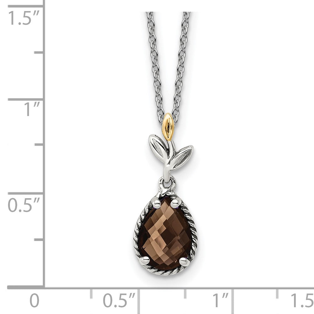 FJC Finejewelers Sterling Silver with 14kt Accent Antiqued Leaf Smoky Quartz Necklace 20 Inches x 8 mm