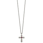 FJC Finejewelers Sterling Silver and 14k Accent Antiqued with Amethyst Cross Necklace 18 Inches x 26 mm