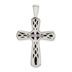 FJC Finejewelers Sterling Silver and 14k Accent Antiqued with Amethyst Cross Necklace 18 Inches x 26 mm