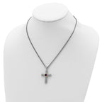 FJC Finejewelers Sterling Silver and 14k Accent Antiqued with Amethyst Cross Necklace 18 Inches x 26 mm
