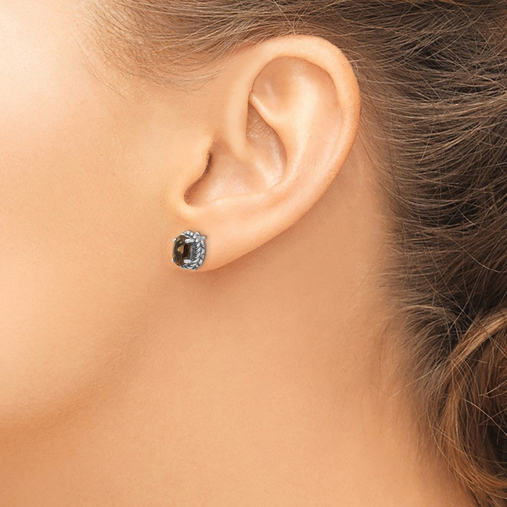 FJC Finejewelers 925 Sterling Silver Stud Antiqued Smoky Quartz Earrings 8 x 10 mm