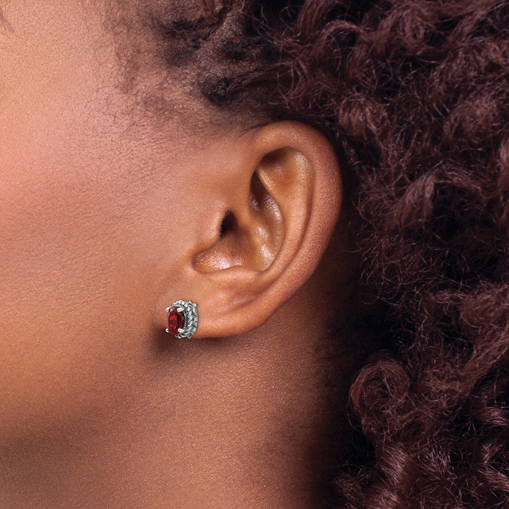 FJC Finejewelers 925 Sterling Silver Stud Antiqued Garnet Earrings 10 x 8 mm