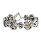 FJC Finejewelers Sterling Silver with 14kt Accent Fancy Antiqued Bracelet 8 Inches x 20 mm