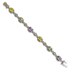FJC Finejewelers Sterling Silver with 14kt Accent Pink Green Lemon Quartz Bracelet 7.25 Inches x 10 mm