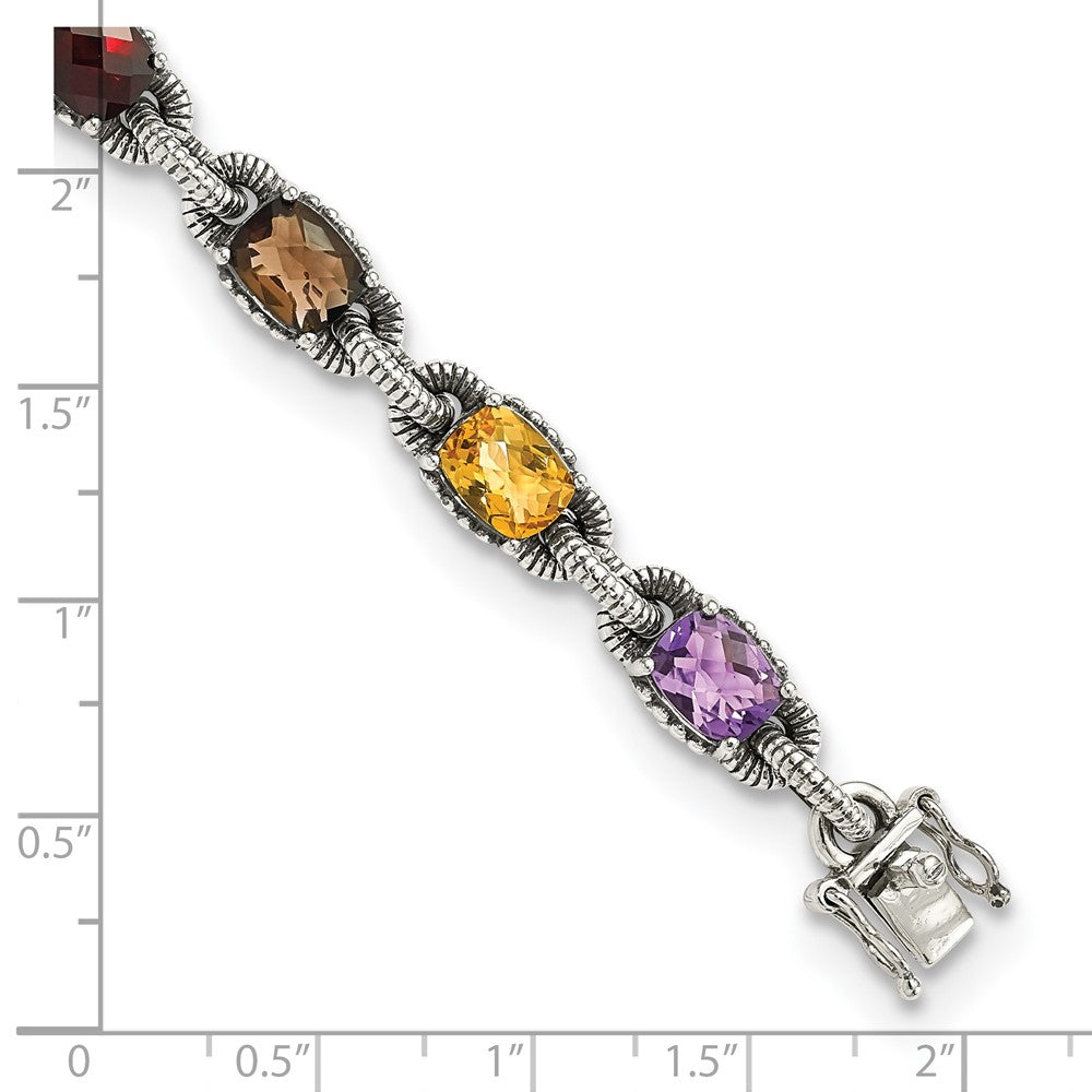 FJC Finejewelers 925 Sterling Silver Amethyst Citrine Garnet Peridot Smoky Quartz Bracelet