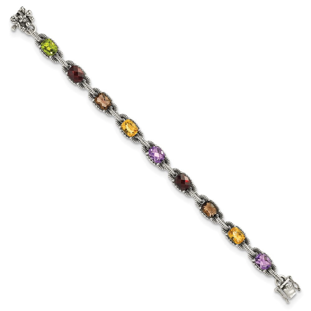 FJC Finejewelers 925 Sterling Silver Amethyst Citrine Garnet Peridot Smoky Quartz Bracelet