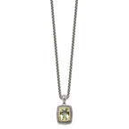 FJC Finejewelers Sterling Silver with 14kt Accent Antiqued with Green Quartz Necklace 20 Inches x
