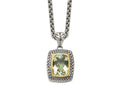 FJC Finejewelers Sterling Silver with 14kt Accent Antiqued with Green Quartz Necklace 20 Inches x