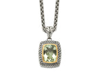 FJC Finejewelers Sterling Silver with 14kt Accent Antiqued with Green Quartz Necklace 20 Inches x