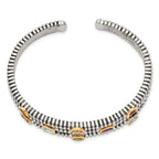 FJC Finejewelers Sterling Silver with 14kt Accent Antiqued with 1.74tw Cuff Bracelet 14 mm