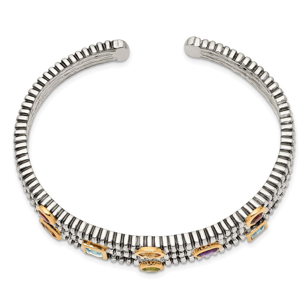 FJC Finejewelers Sterling Silver with 14kt Accent Antiqued with 1.74tw Cuff Bracelet 14 mm