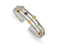 FJC Finejewelers Sterling Silver with 14kt Accent Antiqued with 1.74tw Cuff Bracelet 14 mm