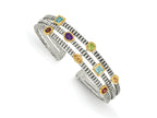 FJC Finejewelers Sterling Silver with 14kt Accent Antiqued with 1.74tw Cuff Bracelet 14 mm