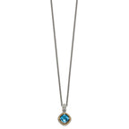 FJC Finejewelers Sterling Silver with 14kt Accent Antiqued with Swiss Blue Topaz Necklace 12 mm