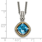 FJC Finejewelers Sterling Silver with 14kt Accent Antiqued with Swiss Blue Topaz Necklace 12 mm