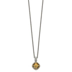 FJC Finejewelers Sterling Silver with 14kt Accent Necklace with Pendant Antiqued with Citrine Necklace