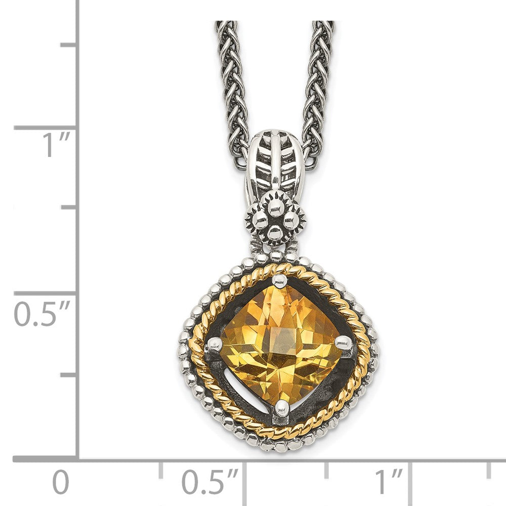 FJC Finejewelers Sterling Silver with 14kt Accent Necklace with Pendant Antiqued with Citrine Necklace