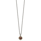 FJC Finejewelers Sterling Silver with 14kt Accent Necklace with Pendant Antiqued with Garnet Necklace