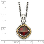 FJC Finejewelers Sterling Silver with 14kt Accent Necklace with Pendant Antiqued with Garnet Necklace