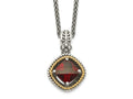 FJC Finejewelers Sterling Silver with 14kt Accent Necklace with Pendant Antiqued with Garnet Necklace