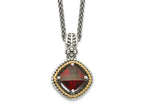 FJC Finejewelers Sterling Silver with 14kt Accent Necklace with Pendant Antiqued with Garnet Necklace