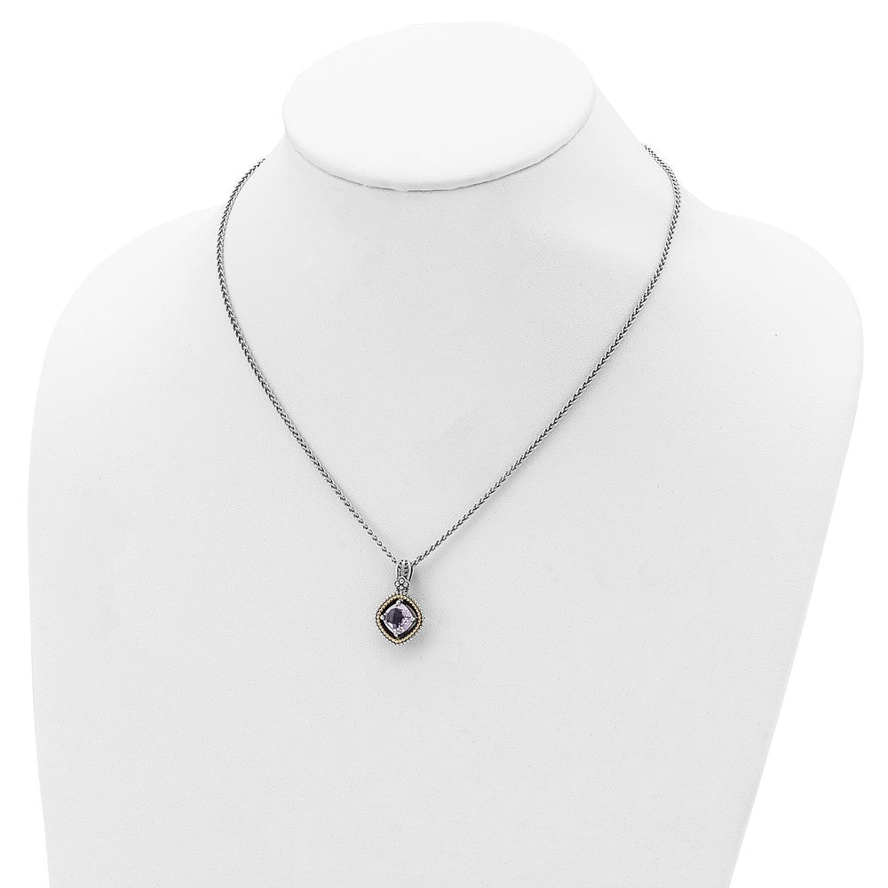 FJC Finejewelers Sterling Silver with 14kt Accent Antiqued with Pink Quartz Necklace