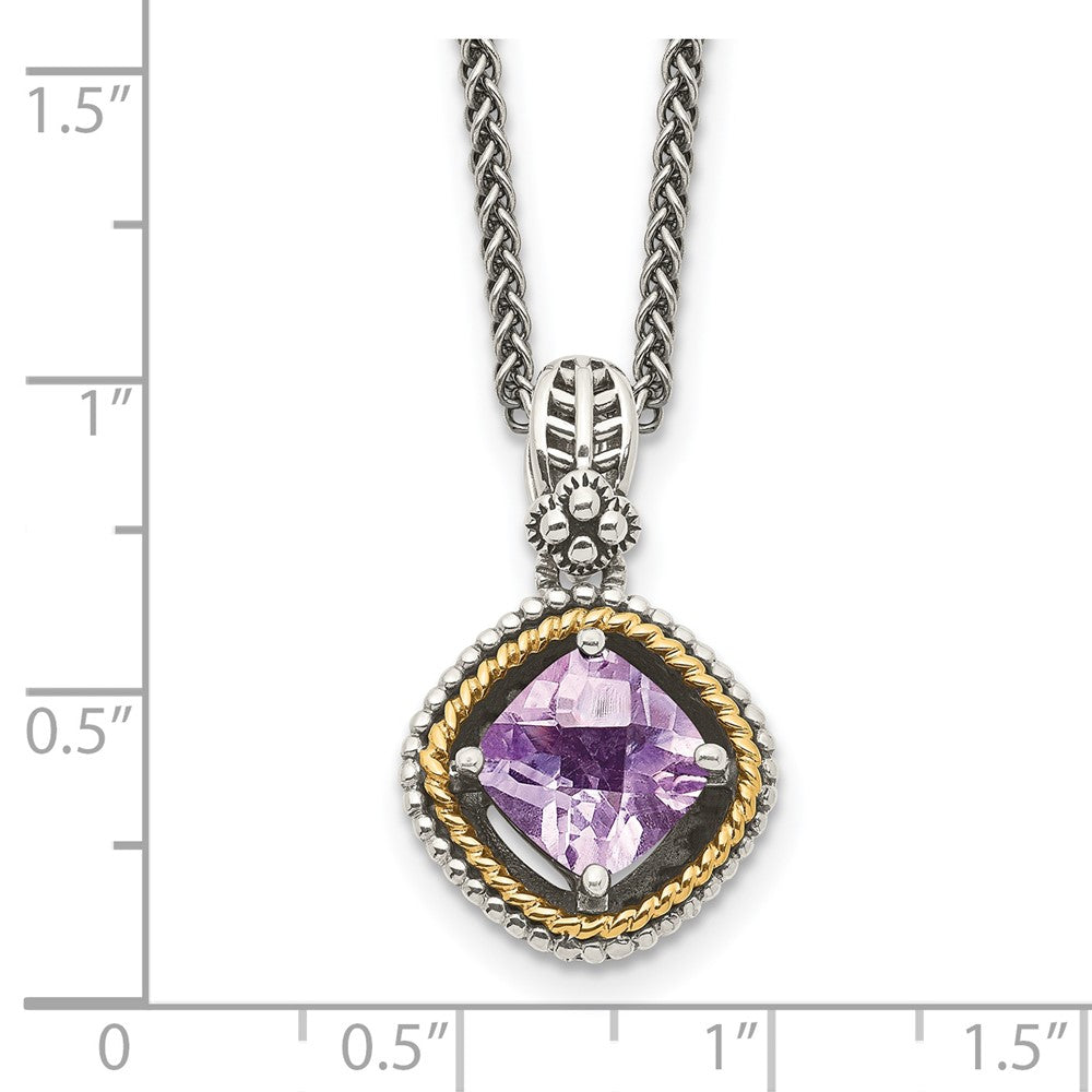 FJC Finejewelers Sterling Silver with 14kt Accent Antiqued with Pink Quartz Necklace