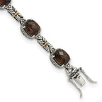 FJC Finejewelers Sterling Silver with 14kt Accent Antiqued with Smoky Quartz Bracelet 7.75 Inches