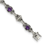 FJC Finejewelers 925 Sterling Silver Antiqued Amethyst Bracelet 7.75 Inches x 10 mm