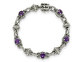 FJC Finejewelers 925 Sterling Silver Antiqued Amethyst Bracelet 7.75 Inches x 10 mm