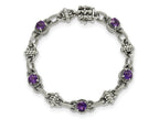 FJC Finejewelers 925 Sterling Silver Antiqued Amethyst Bracelet 7.75 Inches x 10 mm