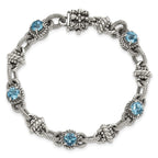 FJC Finejewelers 925 Sterling Silver Antiqued Swiss Blue Topaz Bracelet 7.75 Inches