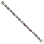 FJC Finejewelers Sterling Silver with 14kt Accent with Amethyst Antiqued Bracelet 7.5 Inches x 8 mm
