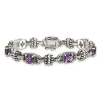 FJC Finejewelers Sterling Silver with 14kt Accent with Amethyst Antiqued Bracelet 7.5 Inches x 8 mm