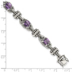 FJC Finejewelers Sterling Silver with 14kt Accent with Amethyst Antiqued Bracelet 7.5 Inches x 8 mm