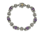 FJC Finejewelers Sterling Silver with 14kt Accent with Amethyst Antiqued Bracelet 7.5 Inches x 8 mm