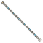 FJC Finejewelers Sterling Silver with 14kt Accent Antiqued Swiss Blue Topaz Bracelet 7.5 Inches x 10 mm