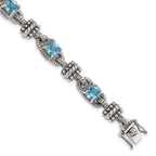 FJC Finejewelers Sterling Silver with 14kt Accent Antiqued Swiss Blue Topaz Bracelet 7.5 Inches x 10 mm