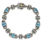 FJC Finejewelers Sterling Silver with 14kt Accent Antiqued Swiss Blue Topaz Bracelet 7.5 Inches x 10 mm